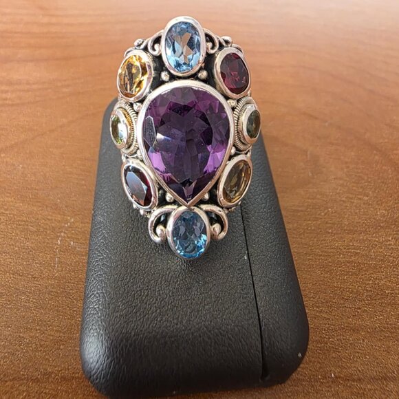 Artisan Crafted by Robert Manse Sterling Silver Gemstone Cocktail Ring Size 7 - Picture 1 of 8